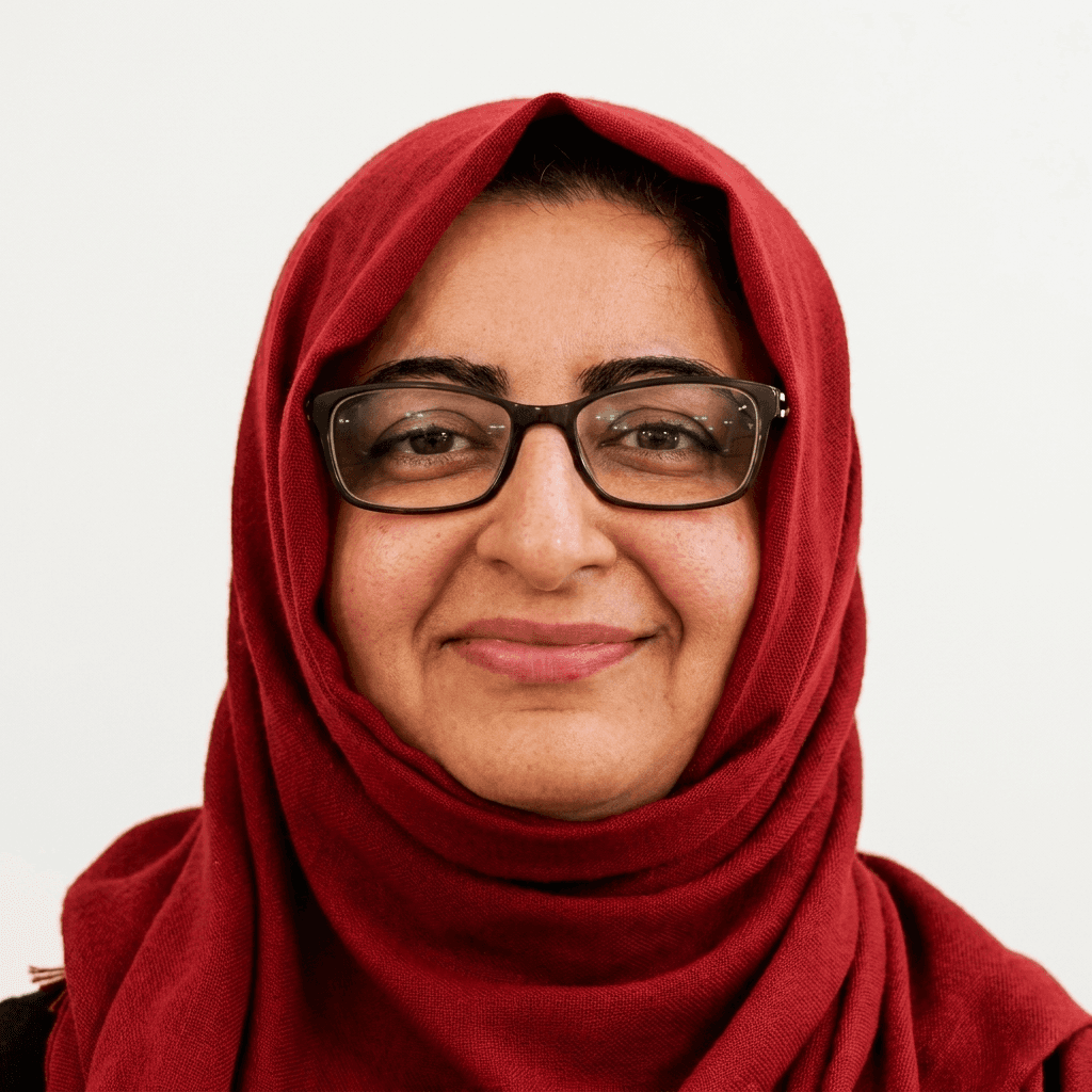 A profile headshot of Dr Abia Haq